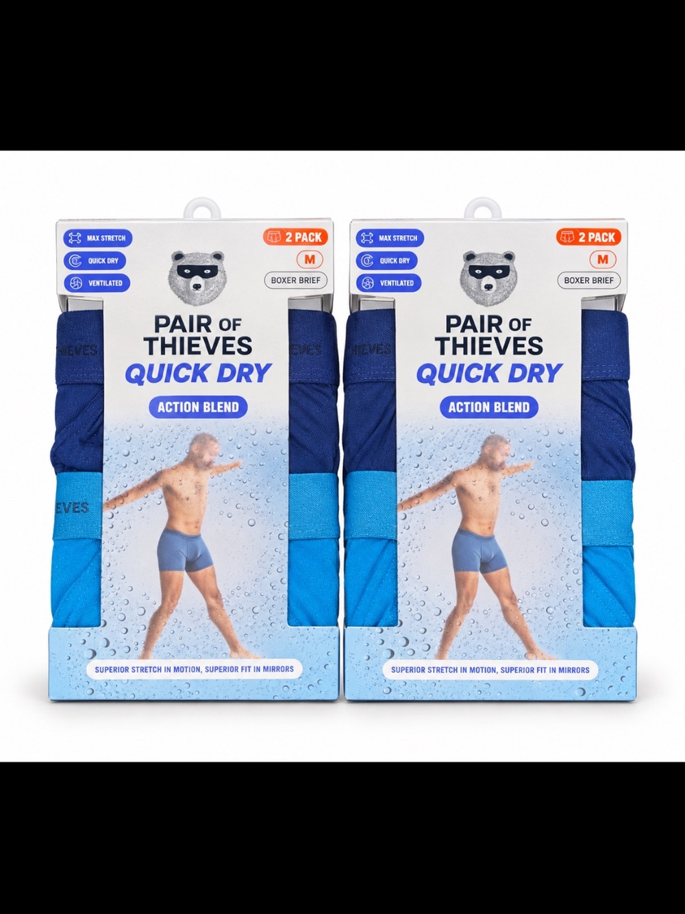 Pair of Thieves Quick Dry Men's Boxer Briefs - Blue (2 Pack)